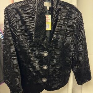 Elegant Black Textured Teddy Jacket